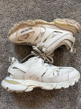 Authentic Balenciaga Cream/Beige Layered Runner Sneakers